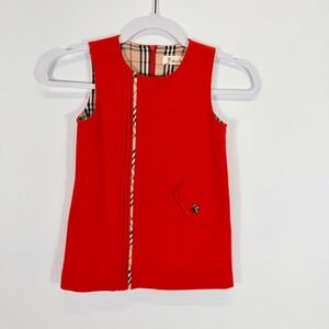 Doe a Dear Girls Sleeveless Tartan Plaid Lining Preppy Holiday Red Size 4T